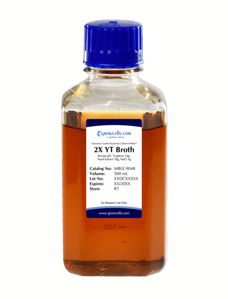 2xYT Broth:16g Tryptone,10g Yeast Extract, 5g NaCl, pH Adjusted to 7.0 +/- 0.1