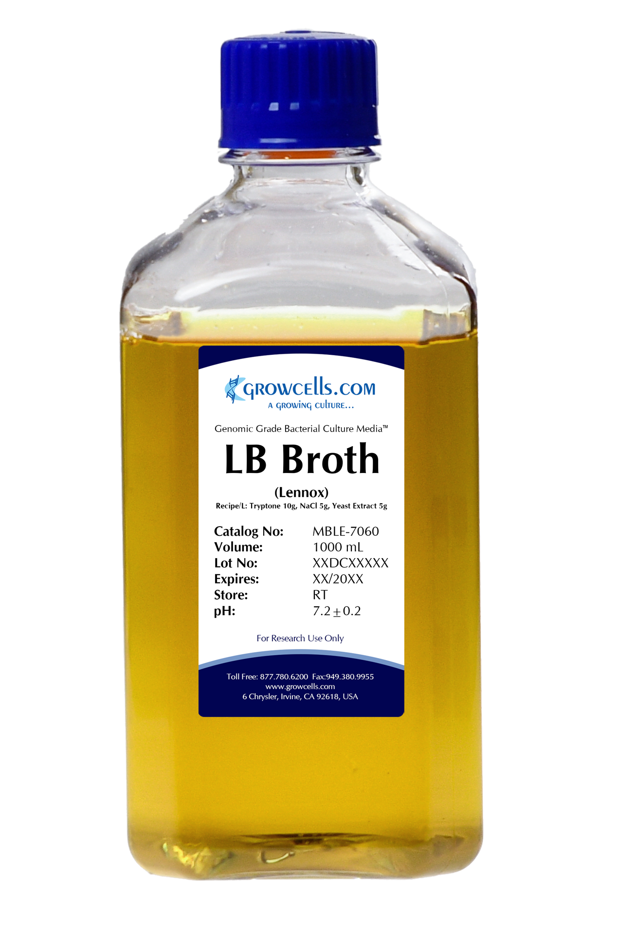 LB (Lennox) Broth Media, Filter & Steam Sterilized (20 g/L)