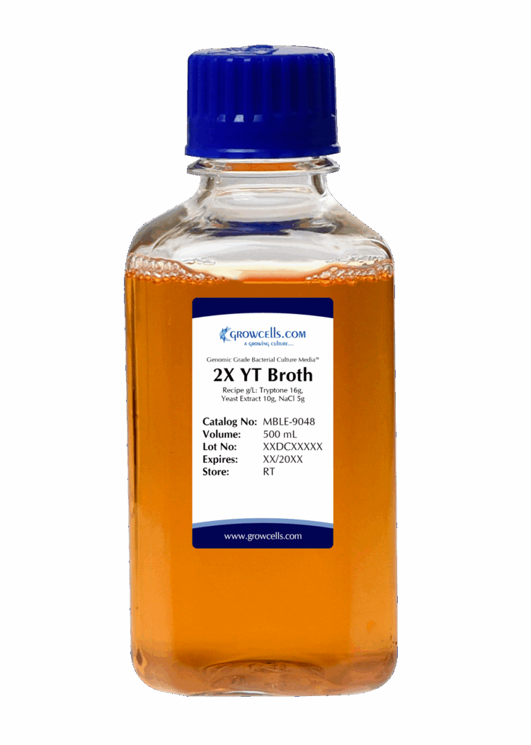 2xYT Broth:16g Tryptone,10g Yeast Extract, 5g NaCl, pH Adjusted to 7.0 +/- 0.1