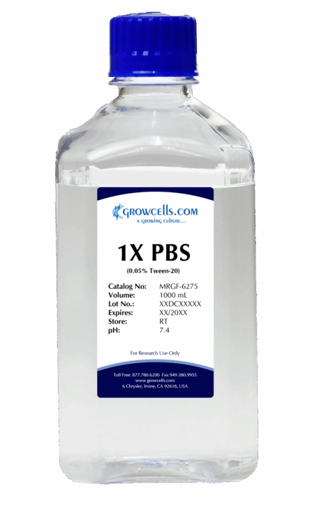 PBS (Phosphate Buffered Saline), .05% Tween 20, 1X, pH 7.4 12 x 1L