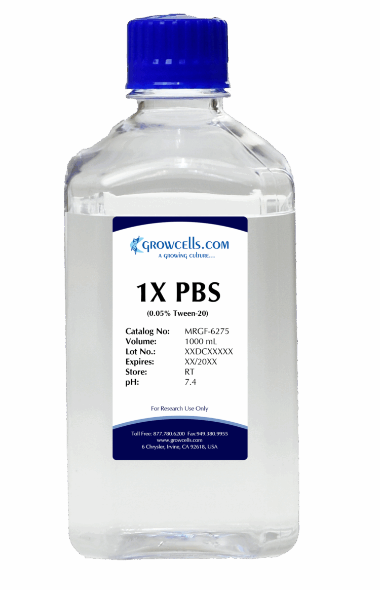 PBS (Phosphate Buffered Saline), .05% Tween 20, 1X, pH 7.4 12 x 1L